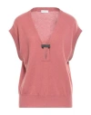 Brunello Cucinelli Cashmere Woman Sweater Antique Rose Size M Cashmere, Ecobrass In Pink