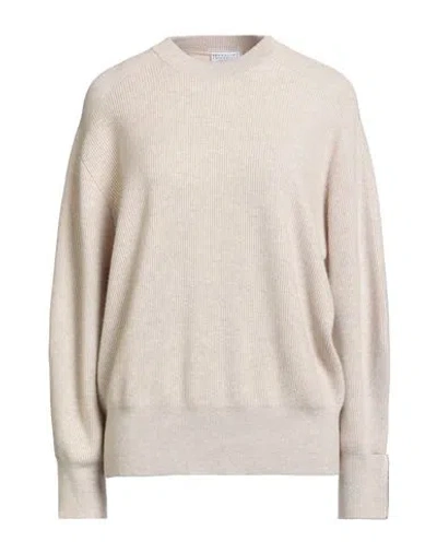 Brunello Cucinelli Cashmere Woman Sweater Beige Size 3xl Cashmere, Brass In Sand