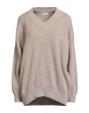 Brunello Cucinelli V-neck Long-sleeved Sweater In Neutral