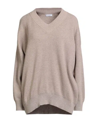 Brunello Cucinelli Cashmere Woman Sweater Beige Size M Cashmere, Brass In Sand