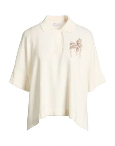 Brunello Cucinelli Cashmere Woman Sweater Cream Size M Cashmere, Ecobrass, Mohair Wool, Wool, Polyam In Red