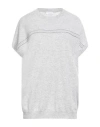 Brunello Cucinelli Cashmere Woman Sweater Light Grey Size Xl Cashmere, Brass In Grey