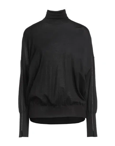 Brunello Cucinelli Cashmere Woman Turtleneck Black Size Xs Cashmere, Silk, Brass