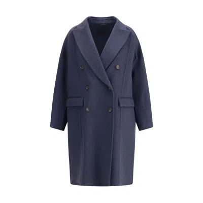 Brunello Cucinelli Cashmere Women's Coat In Blue