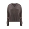 Brunello Cucinelli Cashmere And Embroidered Organza Sweater In Brown