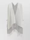 Brunello Cucinelli Cashmere Wool Blend Poncho Cape In White