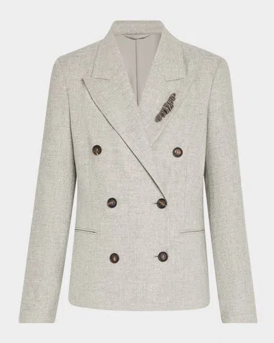 Brunello Cucinelli Cashmere-wool Flannel Double-breasted Blazer