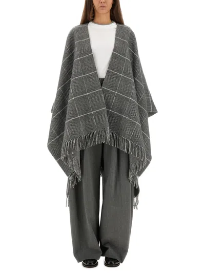 Brunello Cucinelli Cashmere Wool Poncho With Fringe Tassels In Multi