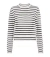 Brunello Cucinelli Cashmere Blend Striped Sweater With Paillette Detail In White