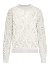 Brunello Cucinelli Crop Fit Cashmere Sweater With Micro-sequins In Nude & Neutrals