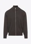 Brunello Cucinelli Full Zip Cashmere Cardigan In Brown