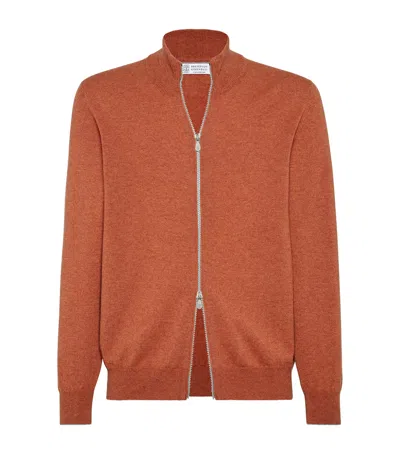 BRUNELLO CUCINELLI CASHMERE ZIP-UP CARDIGAN