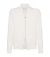 Brunello Cucinelli Funnel-neck Cashmere Cardigan In White