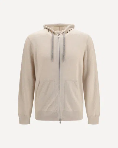 Brunello Cucinelli Cashmere Sweatshirt-style Cardigan In Neutral