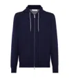 Brunello Cucinelli Zip-up Stretch-fit Hoodie In Blue