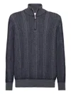 Brunello Cucinelli Men's Cashmere Chevron Vanise Quarter-zip Sweater