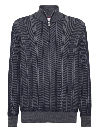 BRUNELLO CUCINELLI CASHMERE ZIP-UP SWEATER