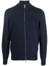 Brunello Cucinelli Cashmere High Neck Zip-up Cardigan In Blue