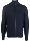 Brunello Cucinelli Cashmere High Neck Zip-up Cardigan In Blue