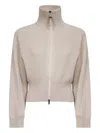 Brunello Cucinelli Beige Sparkling Knit Zip-up Cardigan