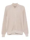 Brunello Cucinelli Cashmere High Neck Zip-up Cardigan With Ribbed Knit