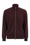 Brunello Cucinelli Men High-necked Cashmere Cardigan With Zip In Brown