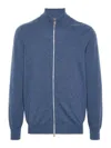 Brunello Cucinelli Virgin Wool Bomber Jacket In Azul