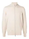 Brunello Cucinelli High-neck Zip-up Cashmere Cardigan In Beis