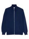 Brunello Cucinelli Cashmere High Neck Zip Cardigan In Blue