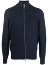 Brunello Cucinelli Cashmere High Neck Zip-up Cardigan In Blue