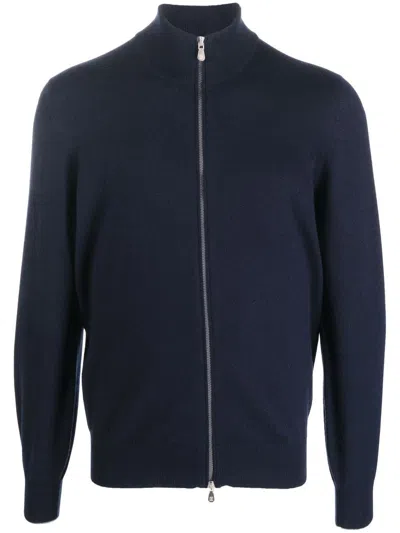 Brunello Cucinelli Cashmere Zipped Cardigan In Blue