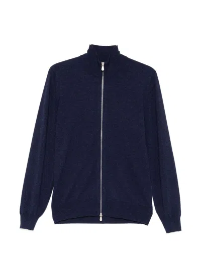 Brunello Cucinelli Cashmere Zipped Cardigan In Blue
