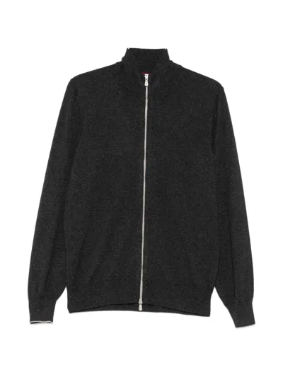 Brunello Cucinelli Cashmere Zipped Cardigan In Gray