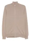 Brunello Cucinelli Zipper Cardigan High Collar In Neutral