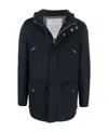 Brunello Cucinelli Cashmere Zipped Coat In Blue