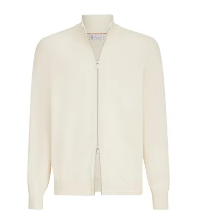 Brunello Cucinelli Cashmere Zip-up Cardigan In Black