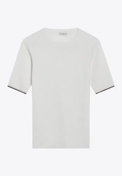 Brunello Cucinelli Cashmere-blend Knitted Top In White
