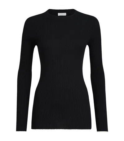 Brunello Cucinelli Cashmere-blend Sparkle Sweater In Black
