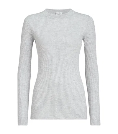 Brunello Cucinelli Cashmere-blend Sparkle Sweater In Gray