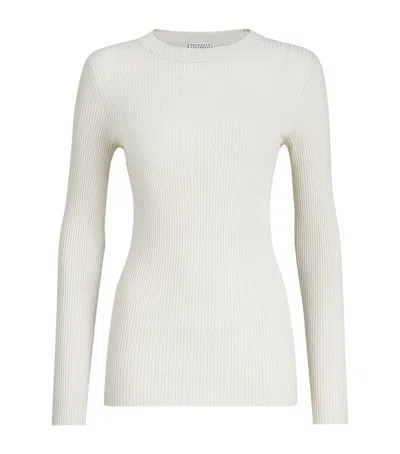 Brunello Cucinelli Cashmere-blend Sparkle Sweater In Neutral