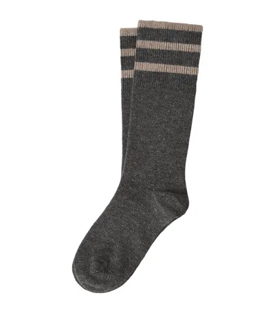 Brunello Cucinelli Cashmere-blend Sparkling Knit Socks In Black