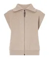 Brunello Cucinelli Zip-up Collared Vest In Brown