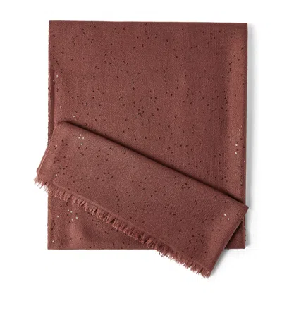 Brunello Cucinelli Cashmere-silk Sequinned Scarf In Pink