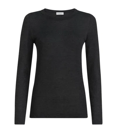 Brunello Cucinelli Cashmere-silk Sweater In Black