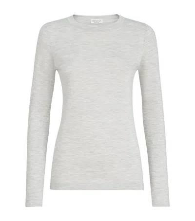 Brunello Cucinelli Cashmere-silk Sweater In Grey