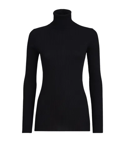 Brunello Cucinelli Cashmere-silk-blend Rollneck Sweater In Black