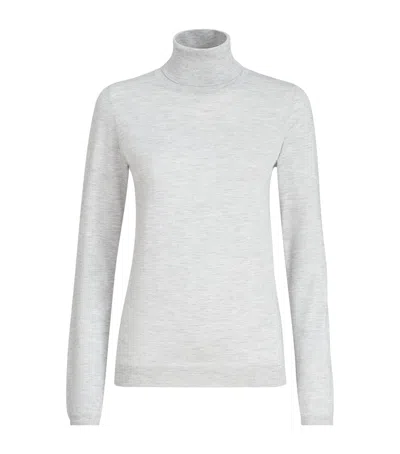 Brunello Cucinelli Cashmere-silk-blend Rollneck Sweater In Gray