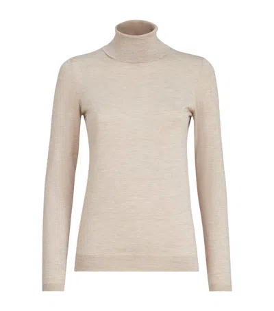 Brunello Cucinelli Cashmere-silk-blend Rollneck Sweater In Neutral