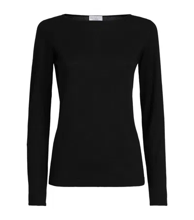 Brunello Cucinelli Cashmere-silk-blend Sweater In Black