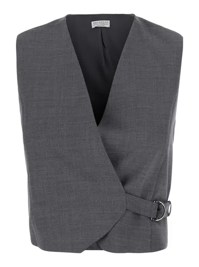Brunello Cucinelli Cashmere-soft Virgin Wool Knit Top In Multi